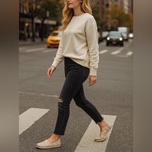 TOMS Multicolored Cream Striped Alpargata Flat Slip On Shoes